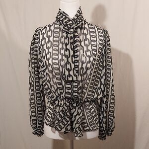 Zara Black and White Chain Pattern Blouse